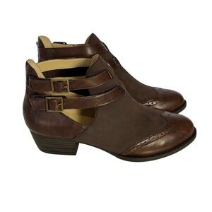 JBU by Jambu Brava Encore Brown Wingtip Cutout Ankle Boots Size 10M